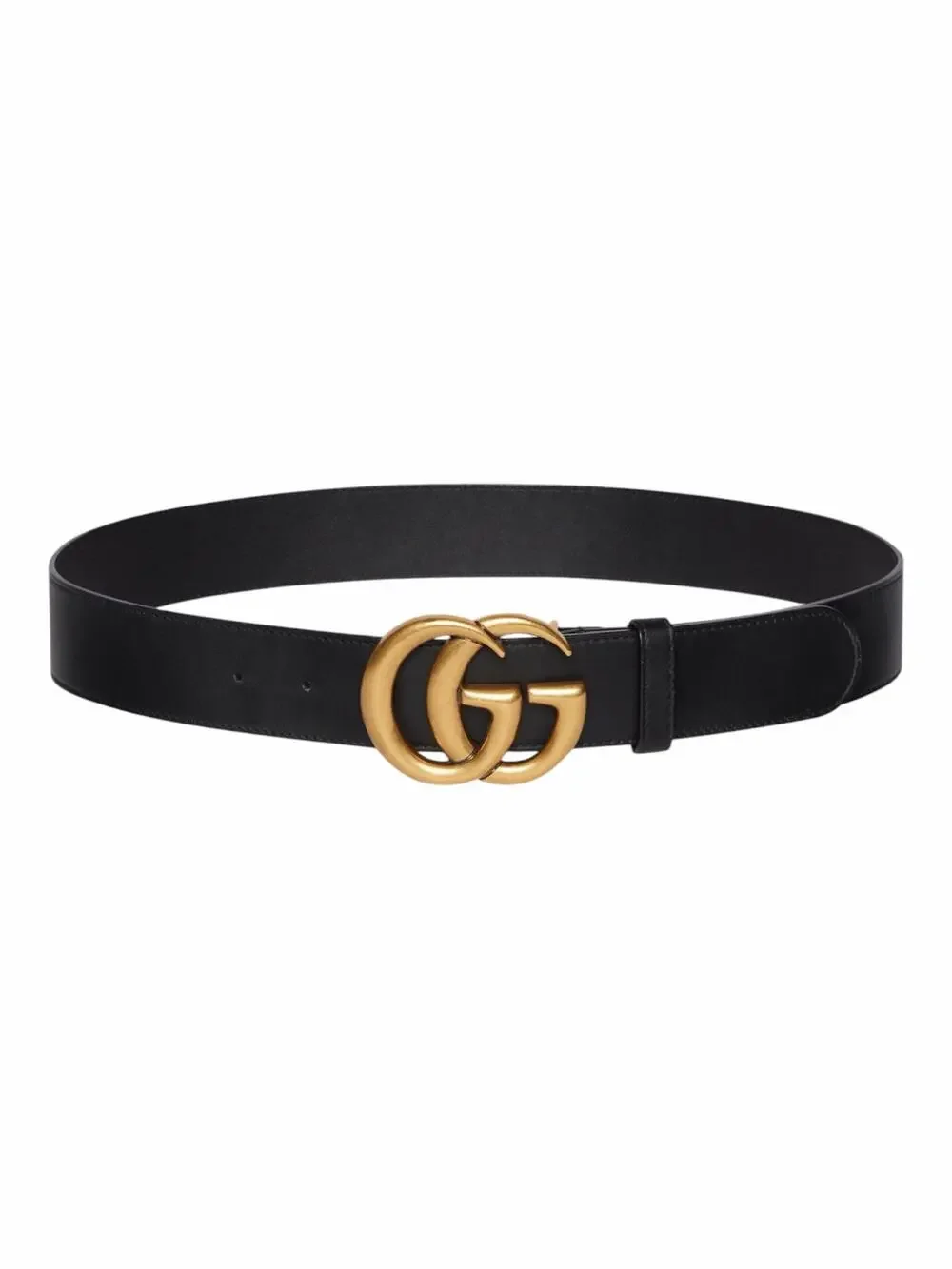 Gucci GG Logo Marmont Wide Leather Belt Black Gold Buckle Size 90/36
